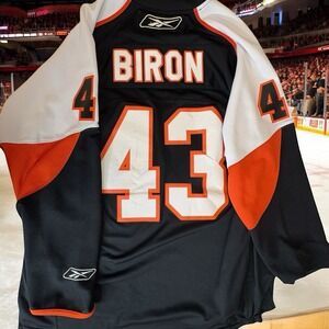Martin Biron Philadelphia Flyers NHL Hockey Jersey Black‎ Orange Reebok  Size XL